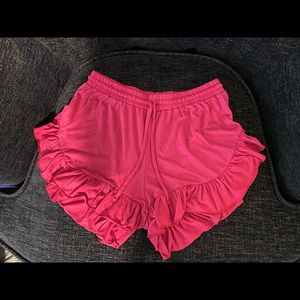 Pink ruffle shorts